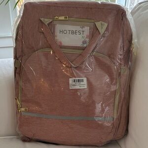Hottest Pink Backpack diaper bag with Gold Accents